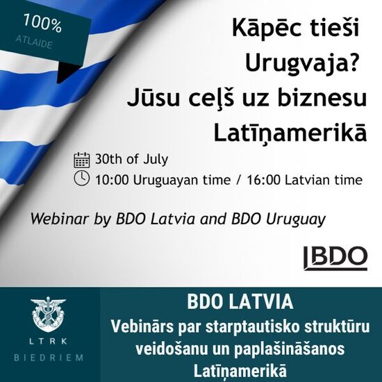Bezmaksas vebinārs "Kapēc tieši Urugvaja? Jūsu ceļš uz biznesu Latīņamerikā"
